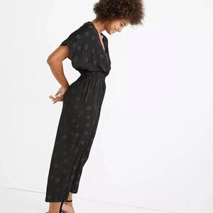 Madewell Wrap-Front Smock-Waist Jumpsuit in Dot Jacquard Sz M
